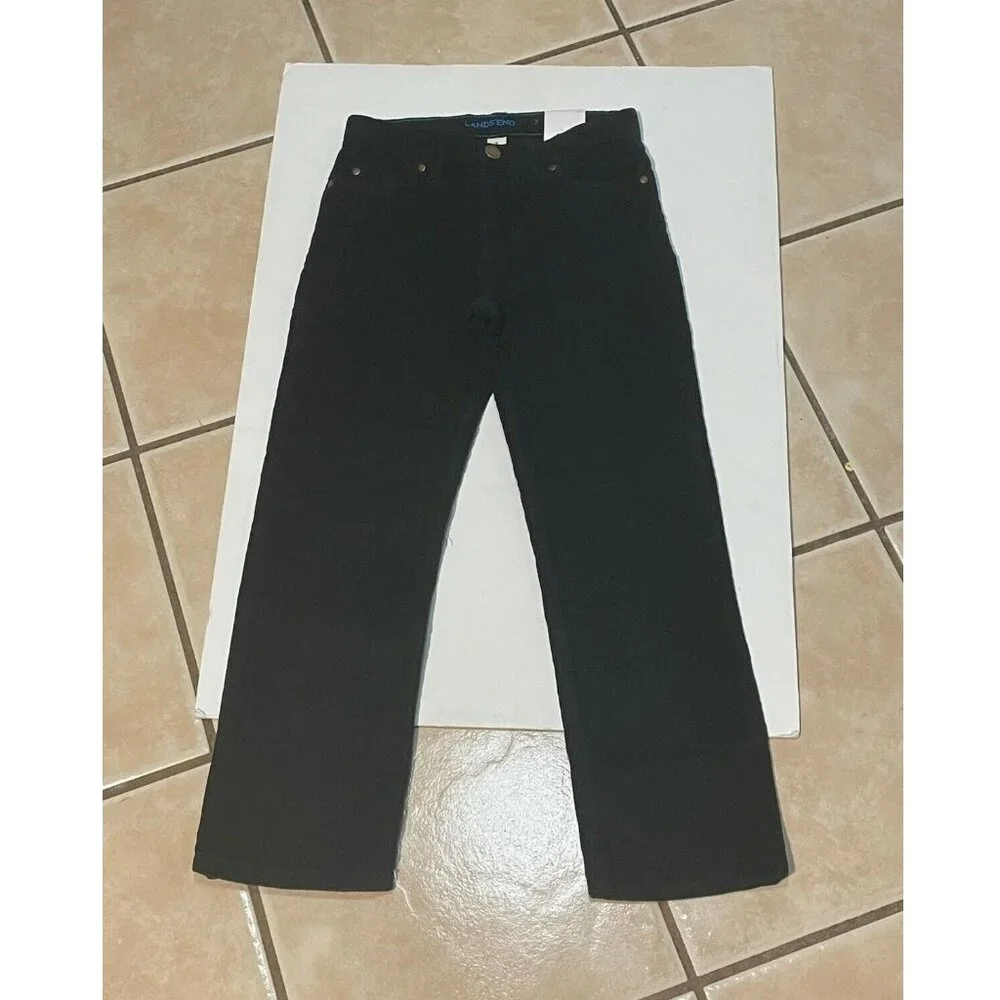 Lands End jeans youth 7 corduroy 5 pocket 22 x 22 black new